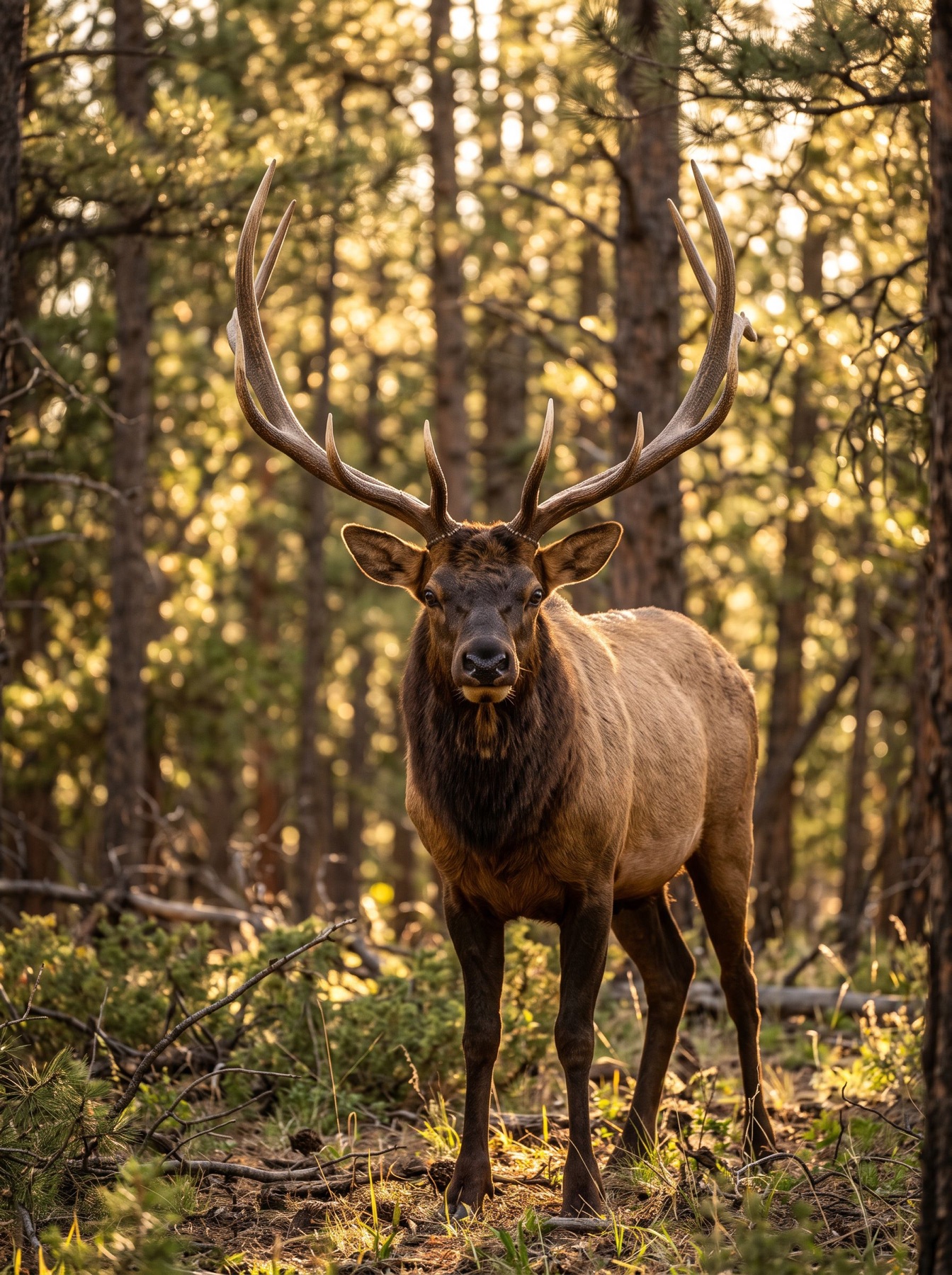 Bull elk in timber